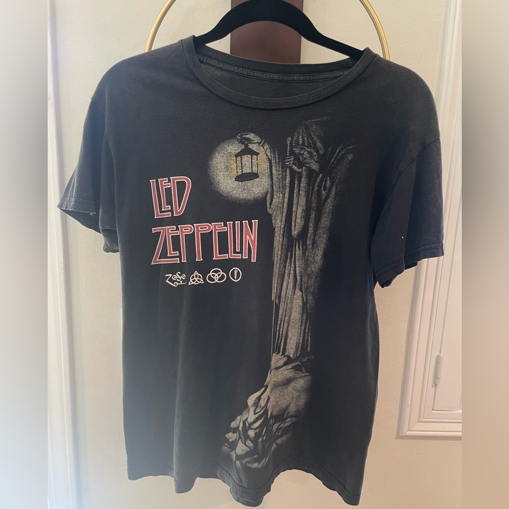 Unisex Black Graphic Led Zeppelin Band T-Shirt